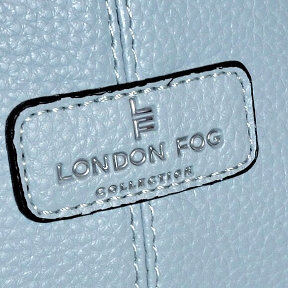 London Fog Light Blue Pebbled Leather Crossbody Bag , Non-Smoking Home ~ NWT - Picture 3 of 10
